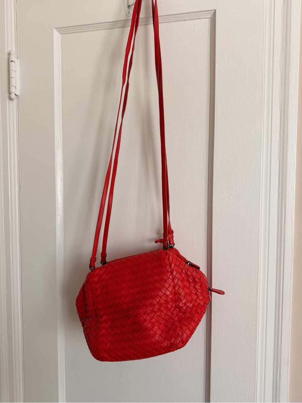 Bottega Veneta Red Woven Leather Crossbody Bag